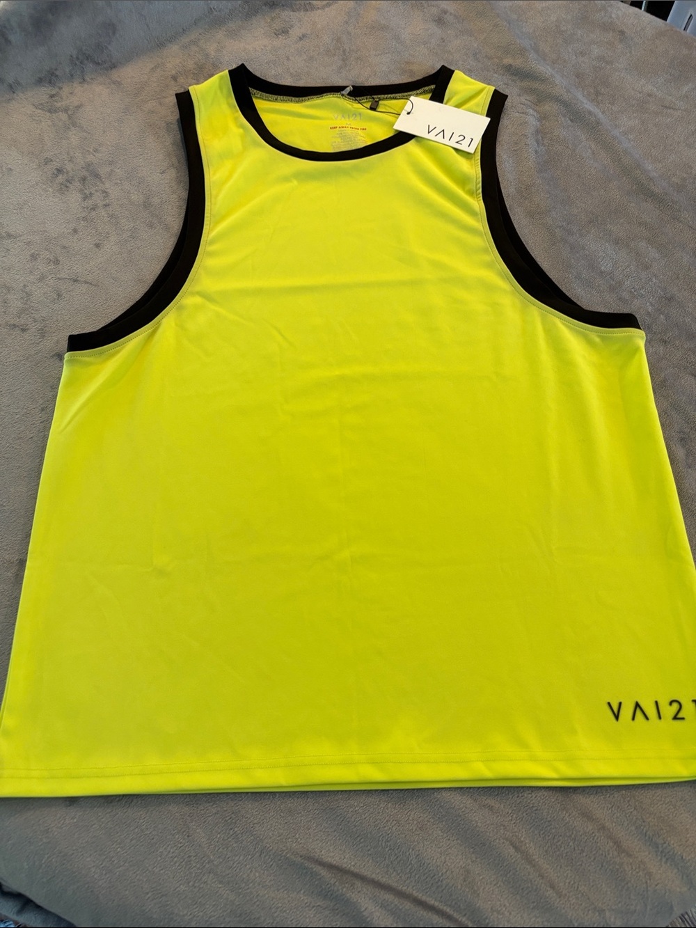 VAI21 Neon Yellow Black Athletic Tank Top NWT